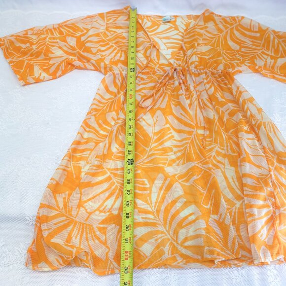 Women's Summer Cover Up Toes On The Nose Brand Vibrant Orange & White - Picture 12 of 13